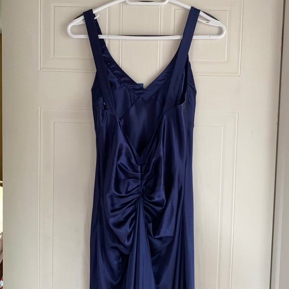 Satin navy floor length gown - Picture 3 of 3